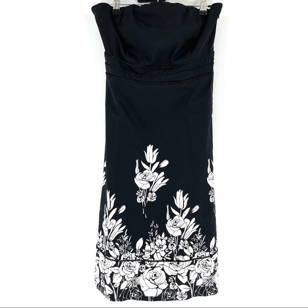 Romy Collection Floral Black Strapless Dress